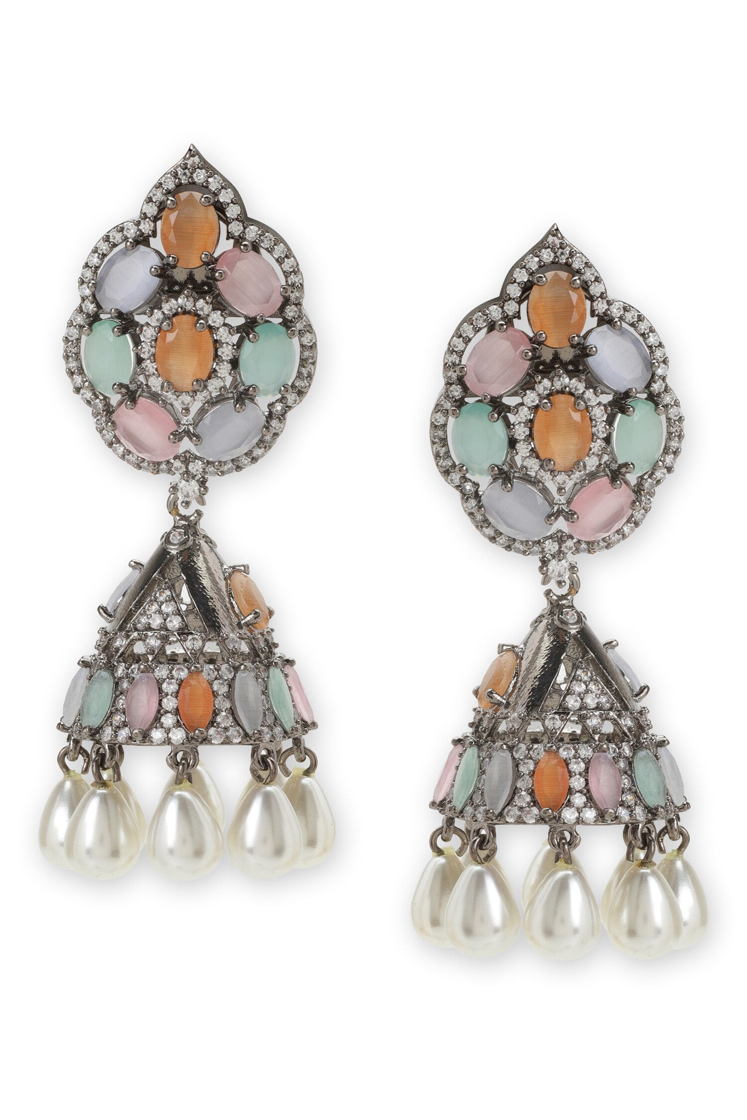 Tear Drop Carved Jhumkas 
