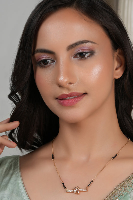 Geometric Cubic Zirconia Studded Mangalsutra 