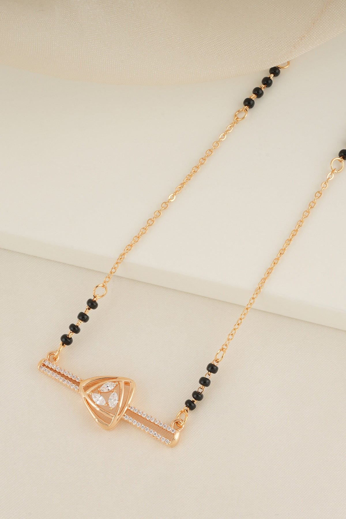 Geometric Cubic Zirconia Studded Mangalsutra 