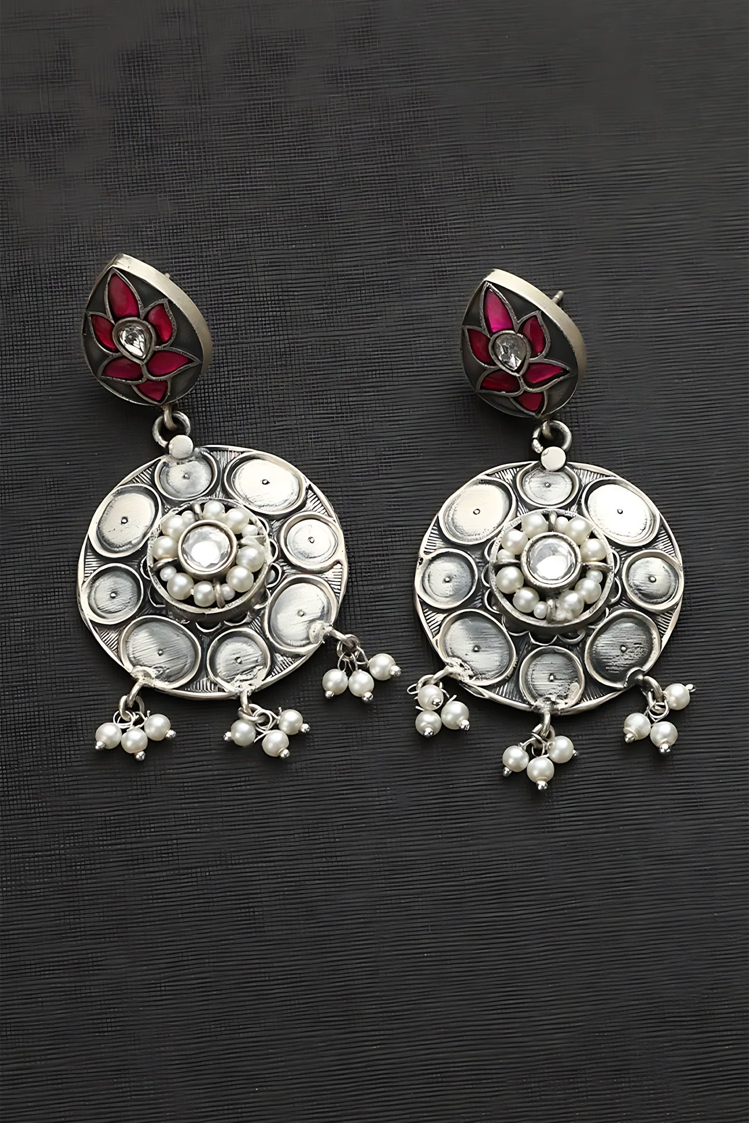Drop Pattern Kundan Studded Earrings 