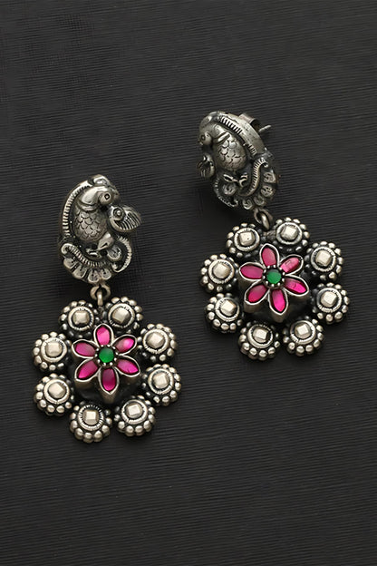 Peacock Kundan Studded Earrings 