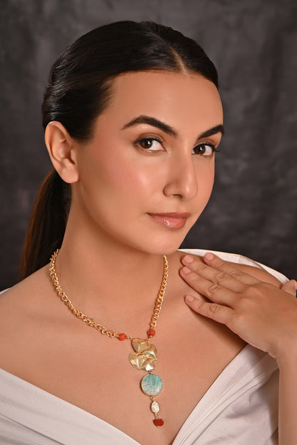 Heart & Leaf Drop Necklace 