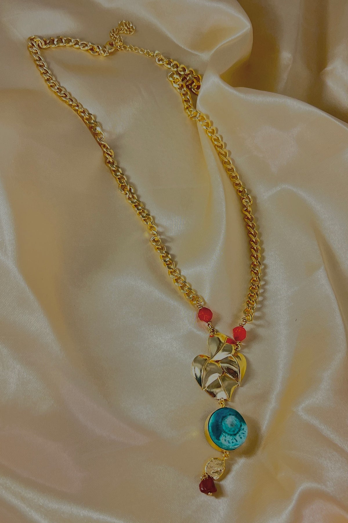 Heart & Leaf Drop Necklace 