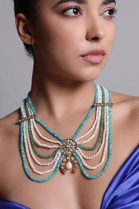 Le Thalia Onyx & Kundan Multi Layered Necklace 