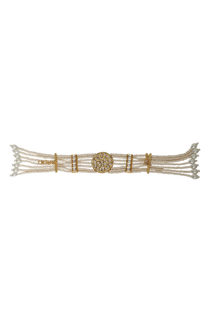 Le Elara Kundan & Pearl Phool Bracelet 