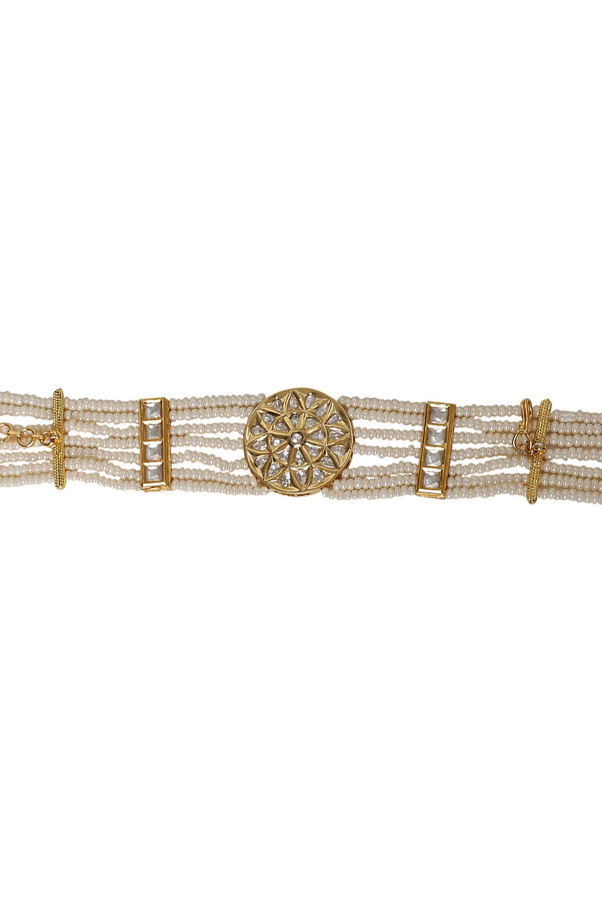 Le Elara Kundan & Pearl Phool Bracelet 