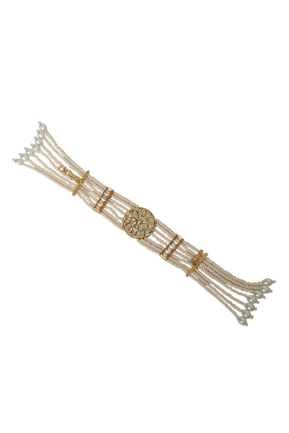 Le Elara Kundan & Pearl Phool Bracelet 
