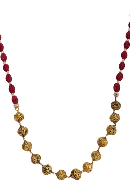 Le Damon Bead Embellished Long Necklace 