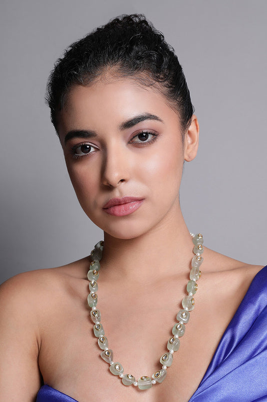 Le Adina Quartz & Kundan Embellished Long Necklace 