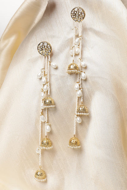 Le Anetheia Pearl & Kundan Embellished Long Jhumkas 
