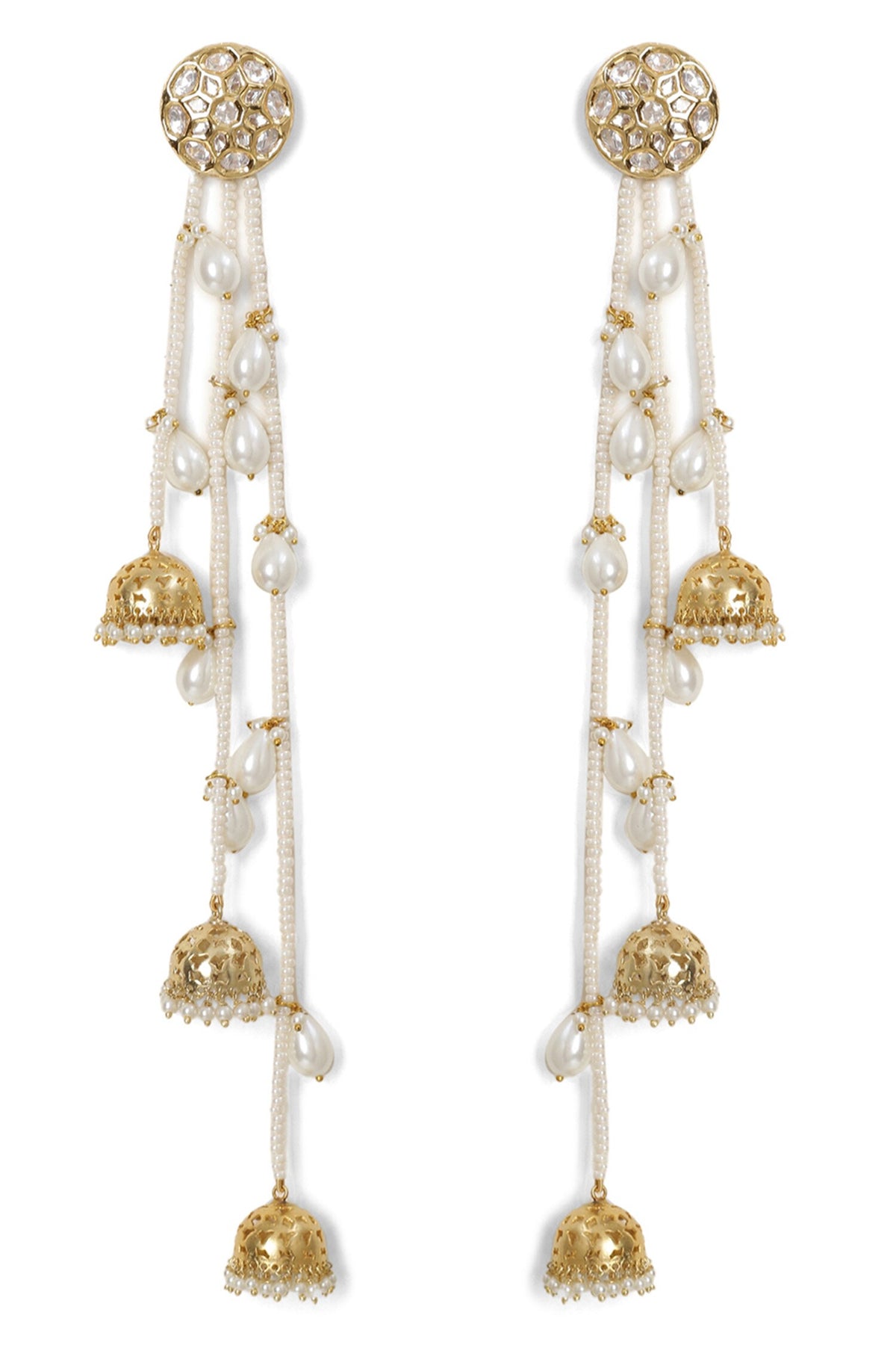 Le Anetheia Pearl & Kundan Embellished Long Jhumkas 