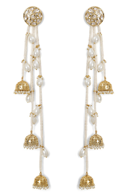 Le Anetheia Pearl & Kundan Embellished Long Jhumkas 