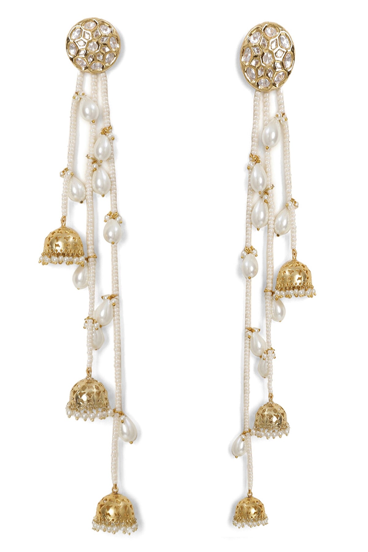 Le Anetheia Pearl & Kundan Embellished Long Jhumkas 