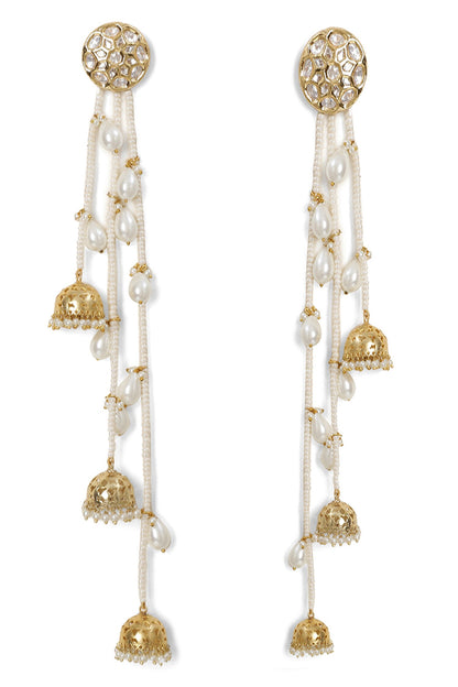 Le Anetheia Pearl & Kundan Embellished Long Jhumkas 