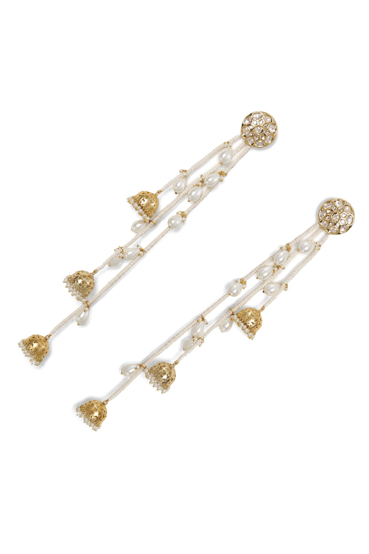Le Anetheia Pearl & Kundan Embellished Long Jhumkas 