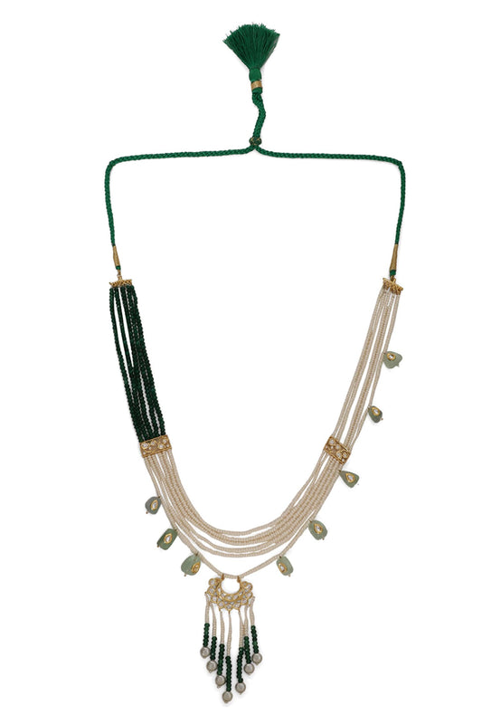 Le Eos Pearl & Quartz Embellished Layered Necklace 