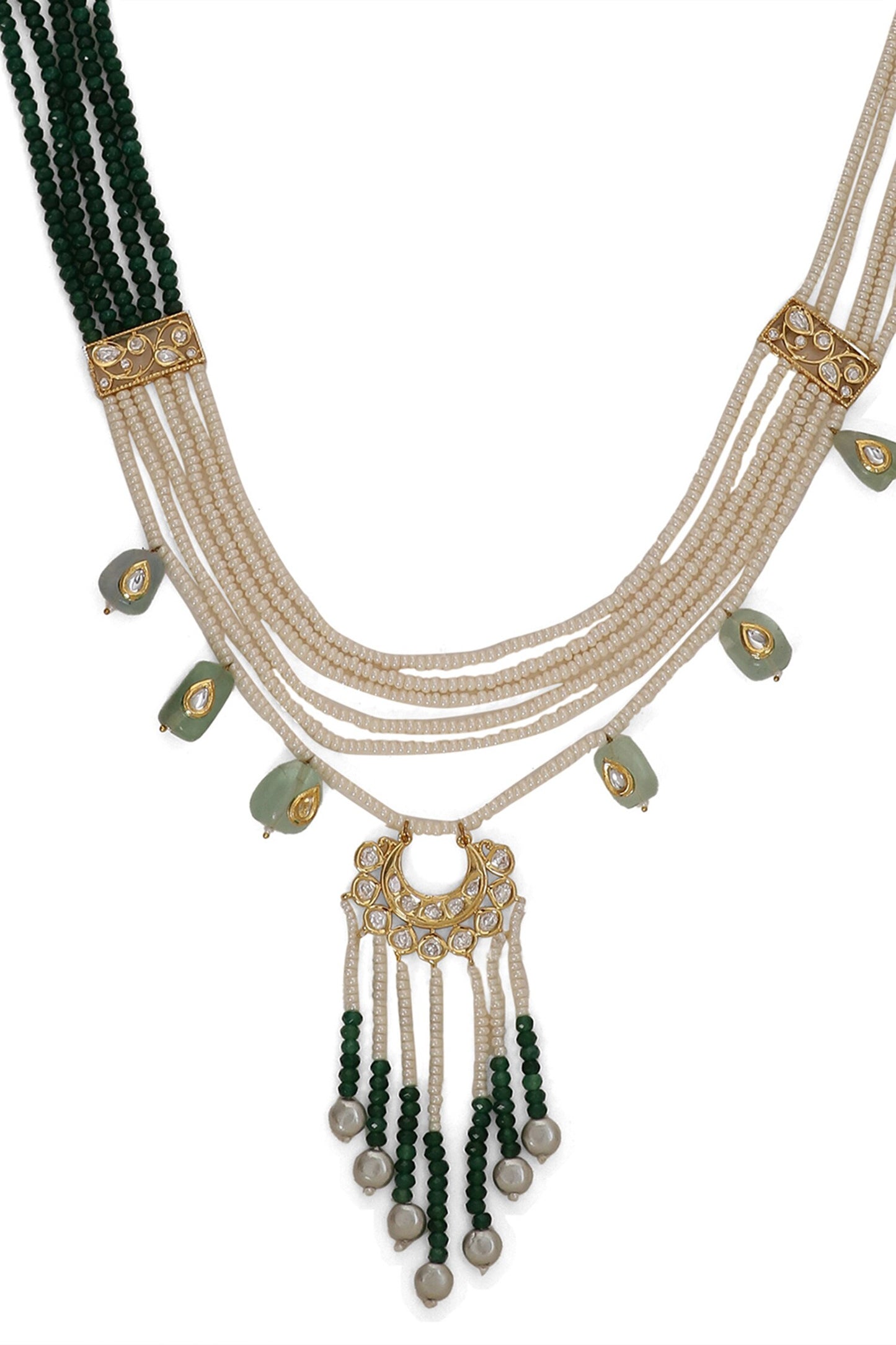 Le Eos Pearl & Quartz Embellished Layered Necklace 