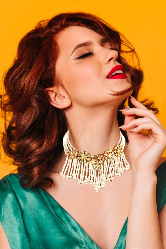 Le Isabel Kali Bloom Kundan & Pearl Choker 