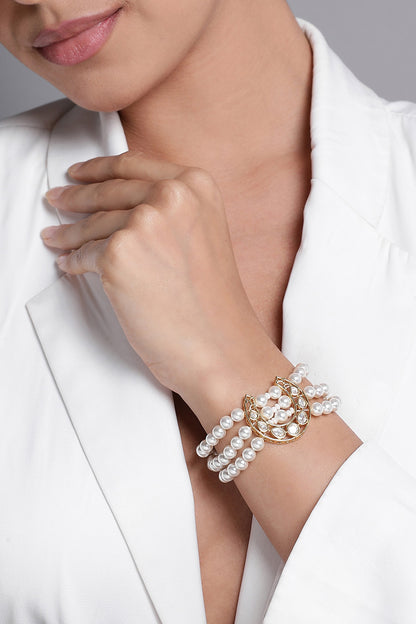 Le Eleonora Chand Pearl & Kundan Bracelet 