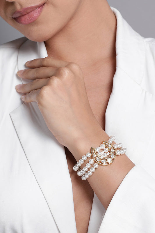 Le Eleonora Chand Pearl & Kundan Bracelet 