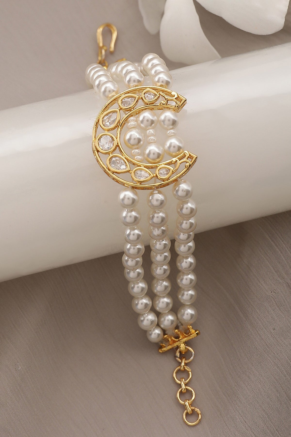 Le Eleonora Chand Pearl & Kundan Bracelet 