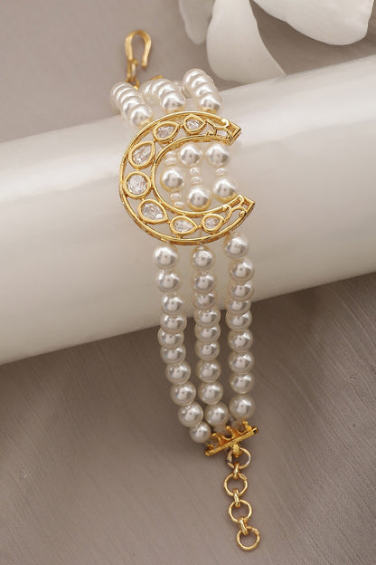 Le Eleonora Chand Pearl & Kundan Bracelet 