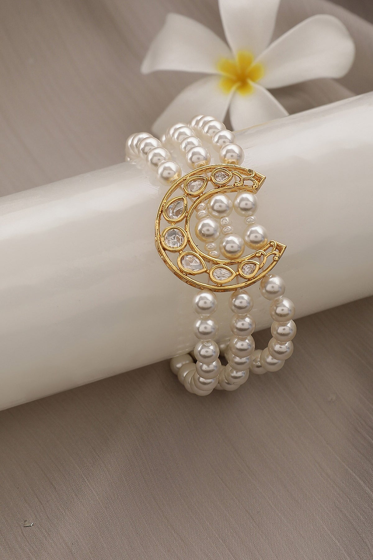Le Eleonora Chand Pearl & Kundan Bracelet 