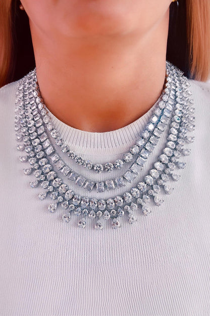 Royal Four Layered Diamond Setting Necklace Set 