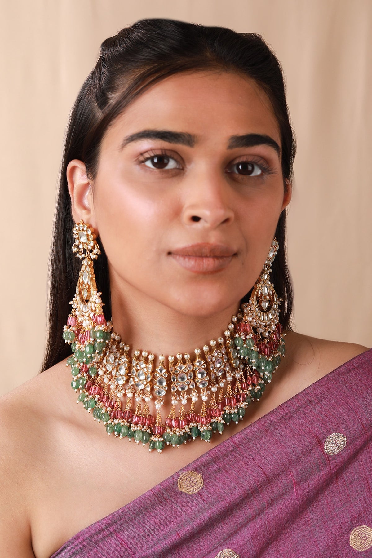 Padma Bloom Embellished Bridal Necklace Set 