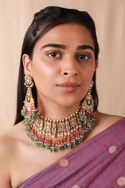 Padma Bloom Embellished Bridal Necklace Set 