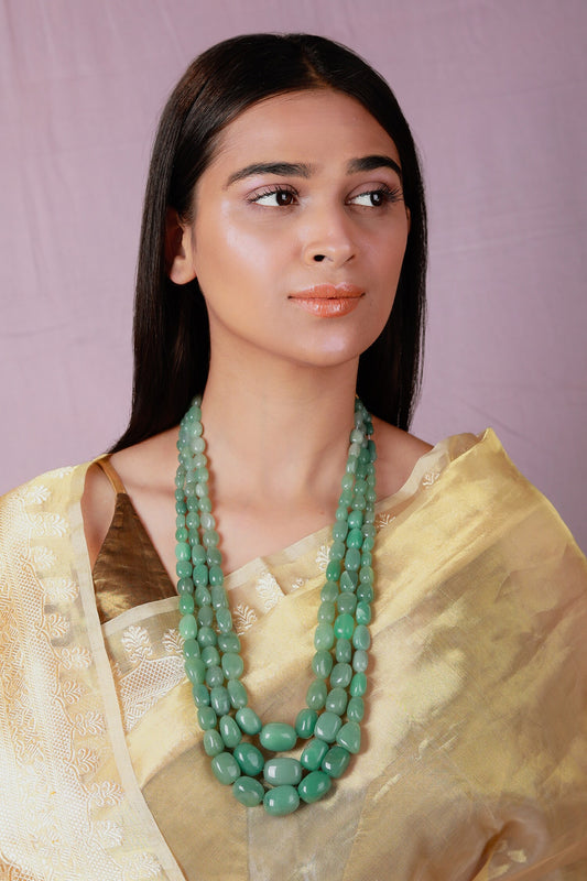 Onyx Stone Bead Embellished Layered Mala Necklace 