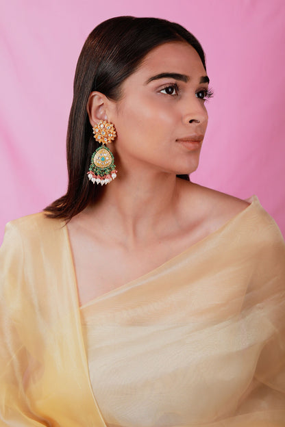 Floral Kundan Embellished Earrings 