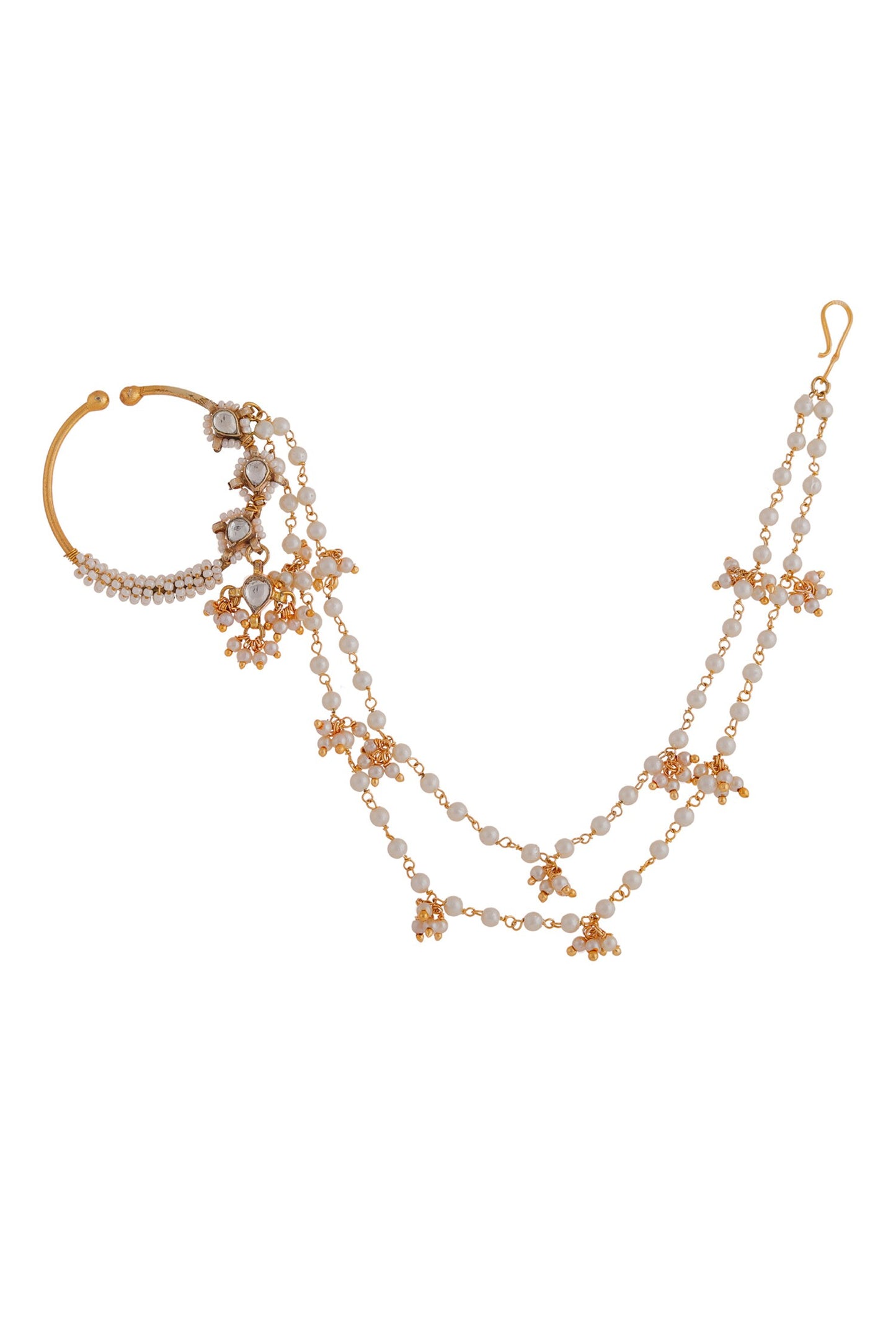 Layered Pearl Chain Nose Ring 