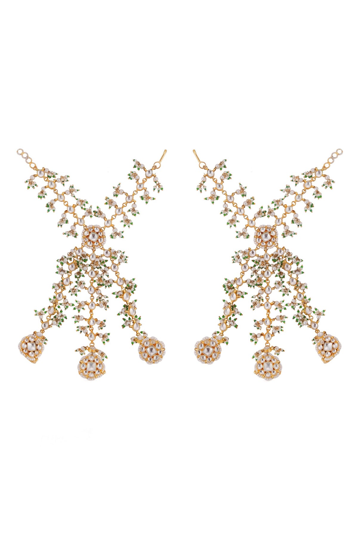 Bead Embellished Layered Hathphool - Set of 2 