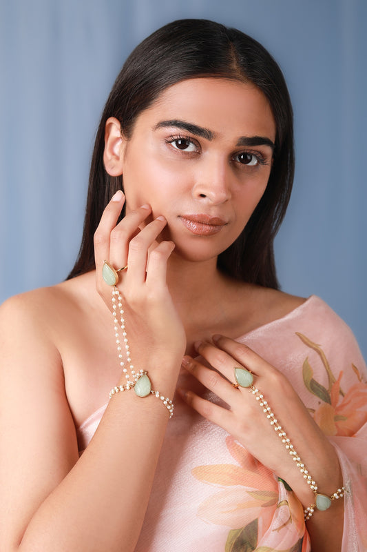 Pearl Embellished Hand Harness - Set of 2 
