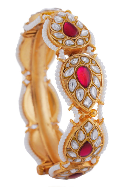 Jadau Stone Embellished Bangle - Single Pc 