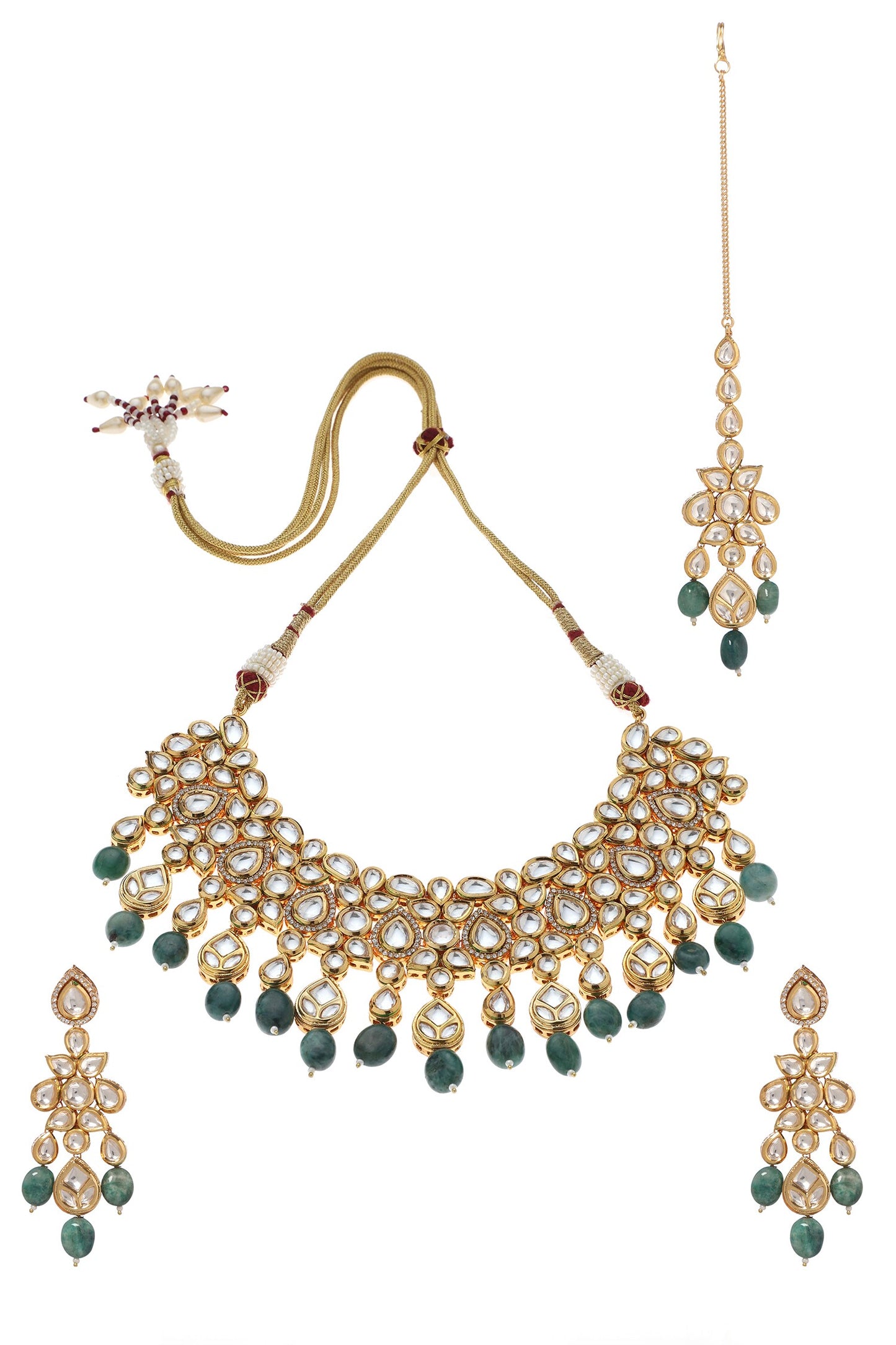 Kundan Studded Drop Collar Necklace Set 