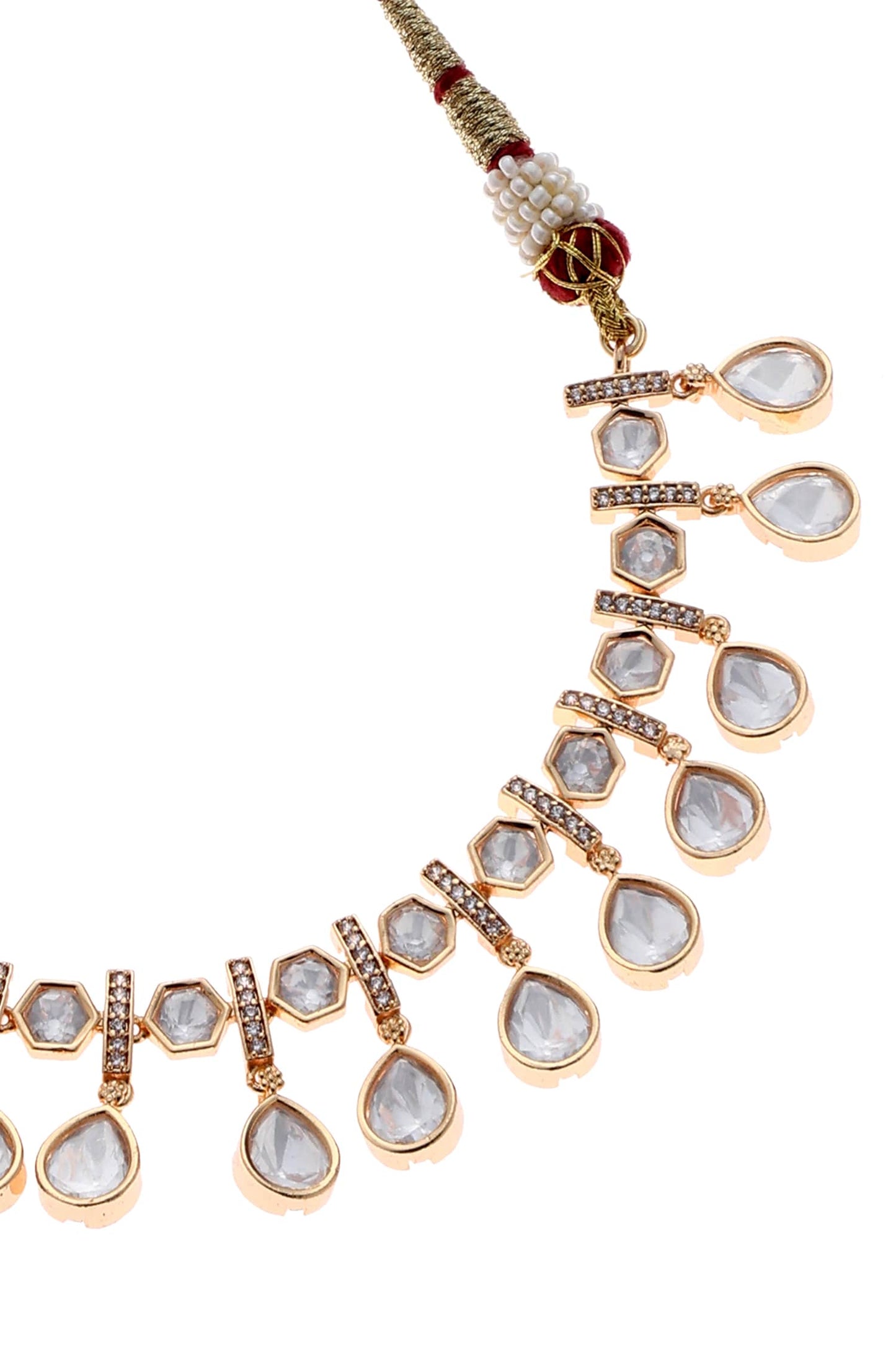 Polki Studded Geometric Bar Necklace Set 