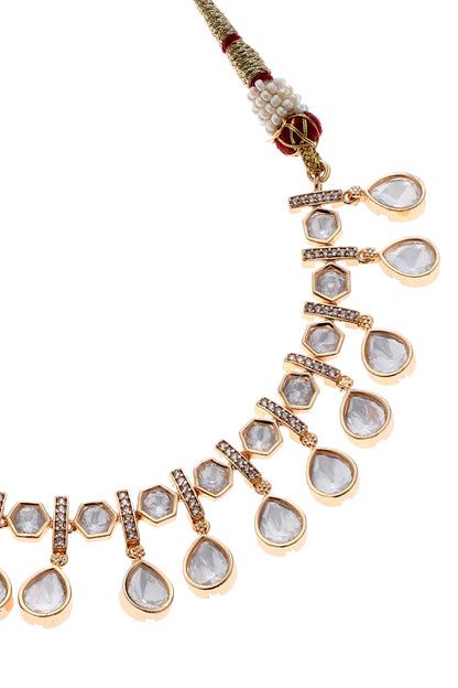 Polki Studded Geometric Bar Necklace Set 