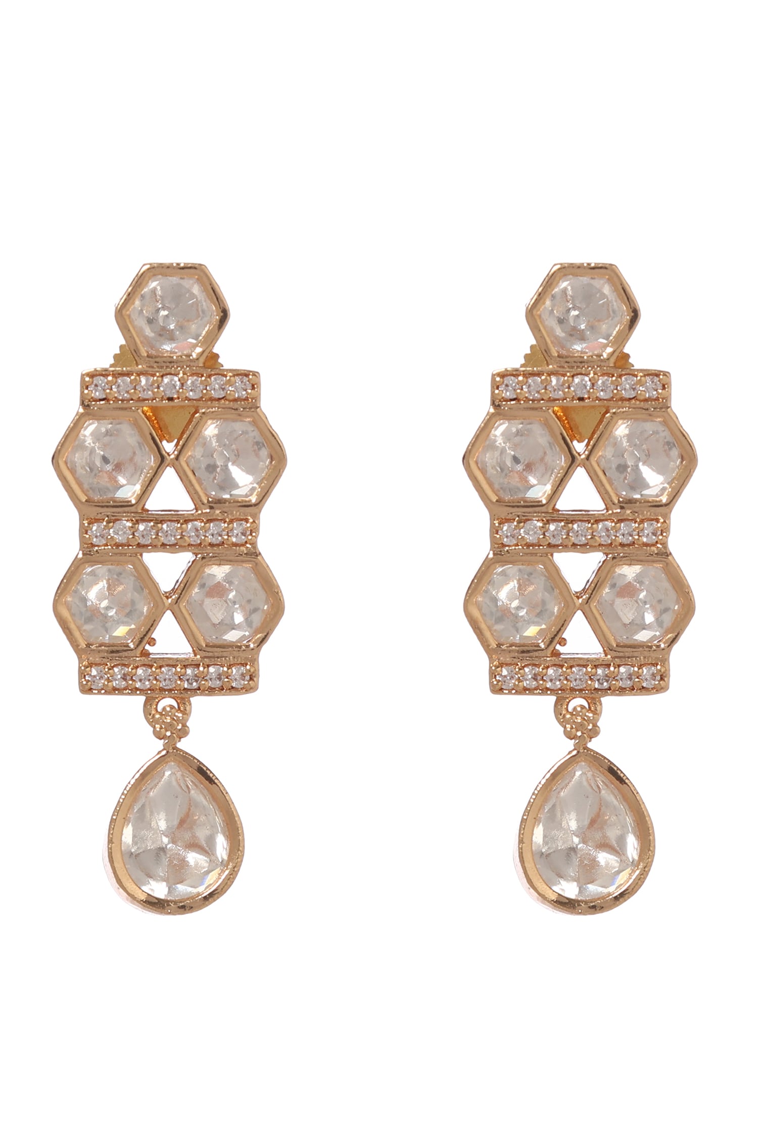 Polki Studded Geometric Bar Necklace Set 