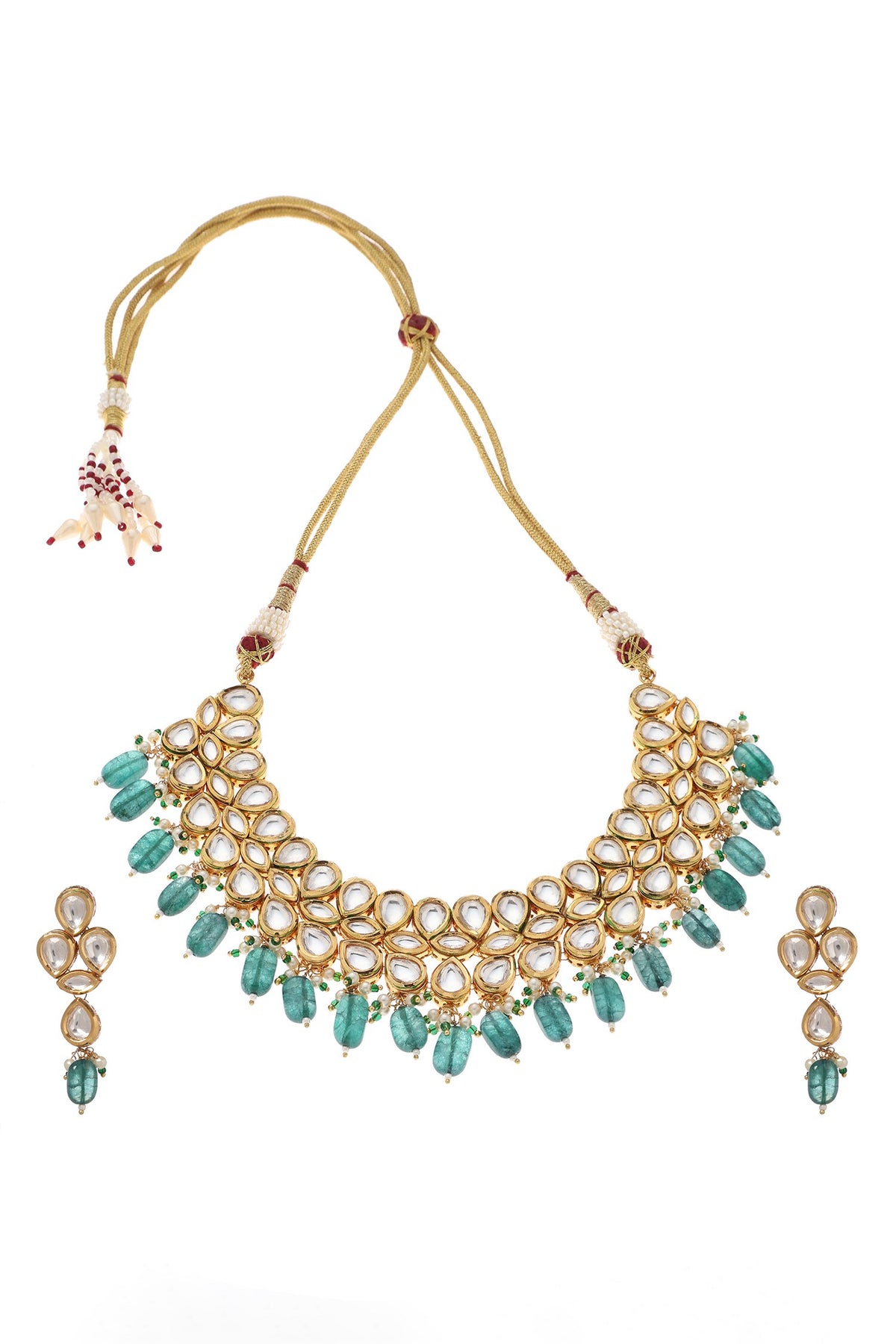 Kundan Studded Cluster Collar Necklace Set 