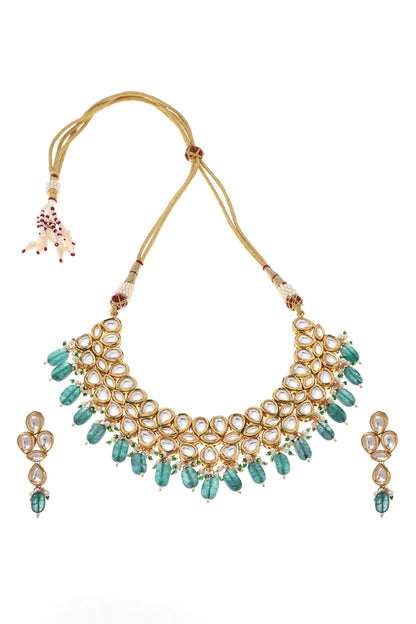 Kundan Studded Cluster Collar Necklace Set 