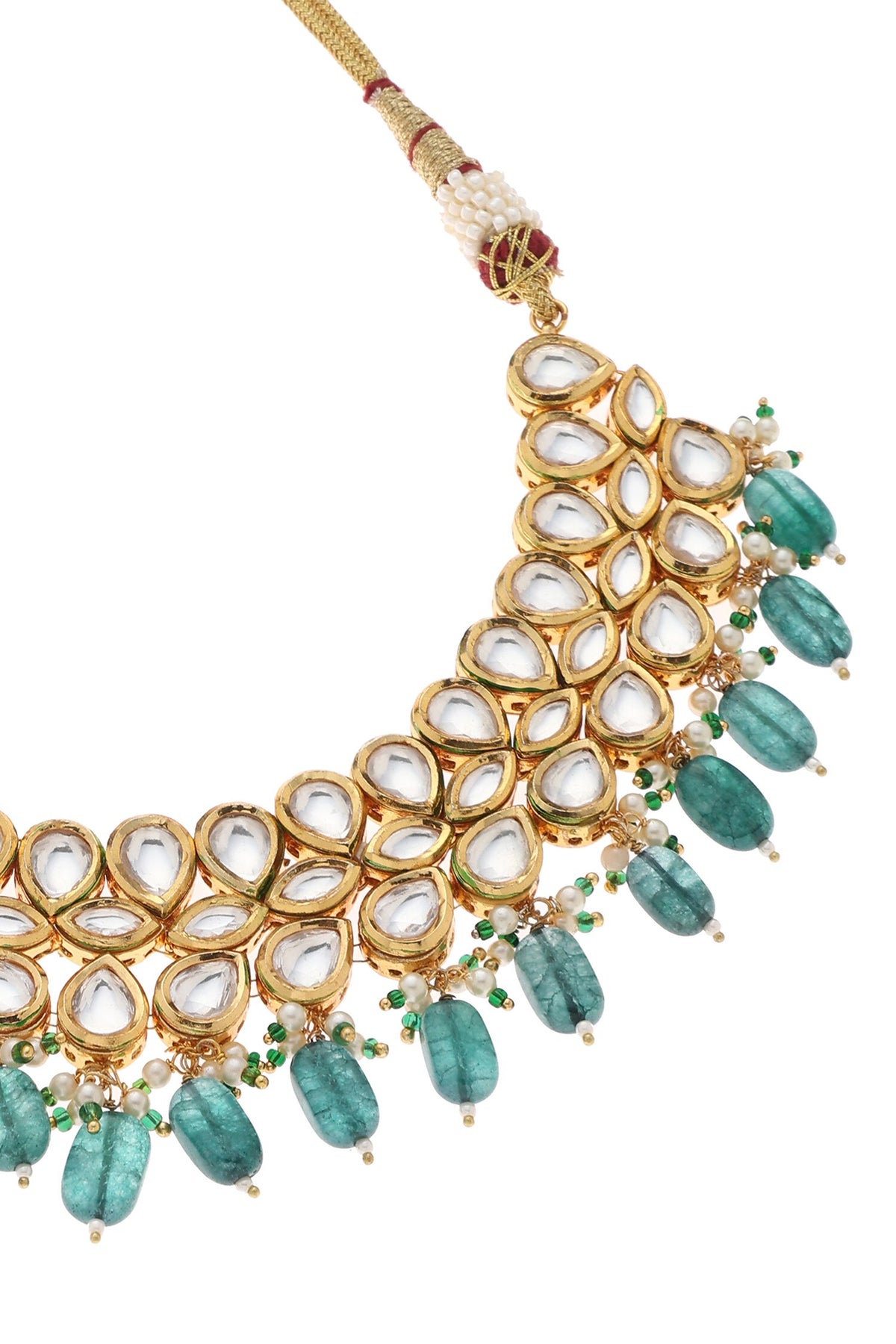 Kundan Studded Cluster Collar Necklace Set 