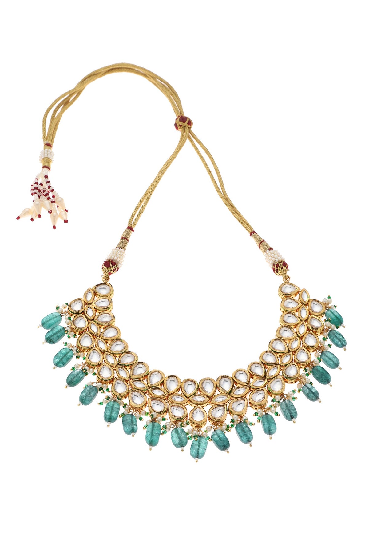 Kundan Studded Cluster Collar Necklace Set 
