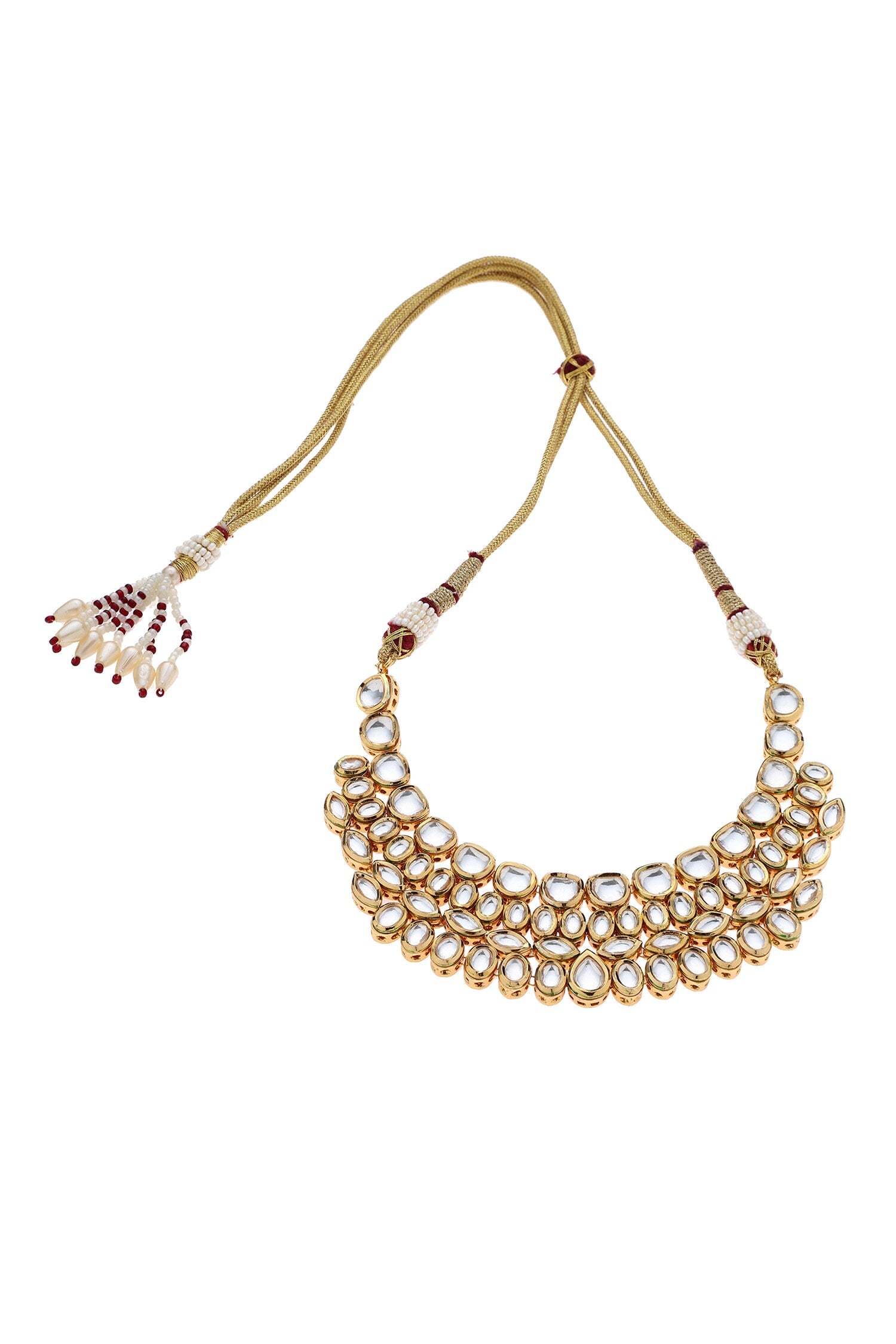 Kundan Cluster Studded Collar Necklace Set 