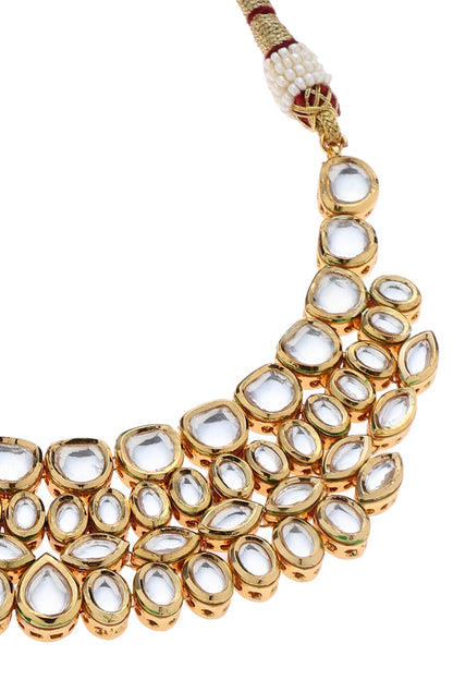 Kundan Cluster Studded Collar Necklace Set 