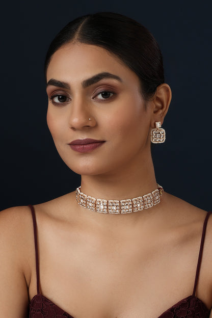 Polki Studded Square Choker Set 