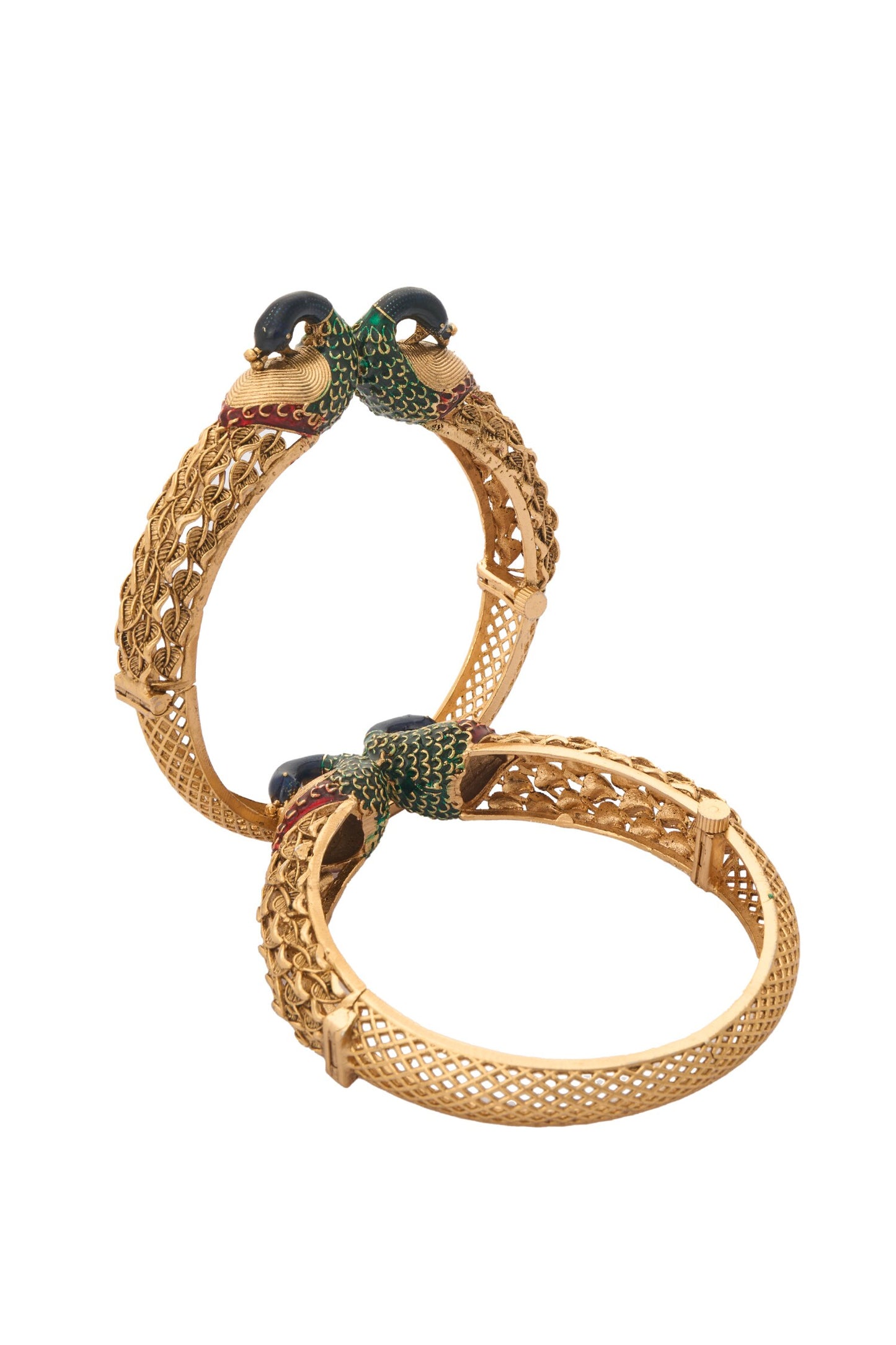 Enamel Peacock Bangles-Set of 2 