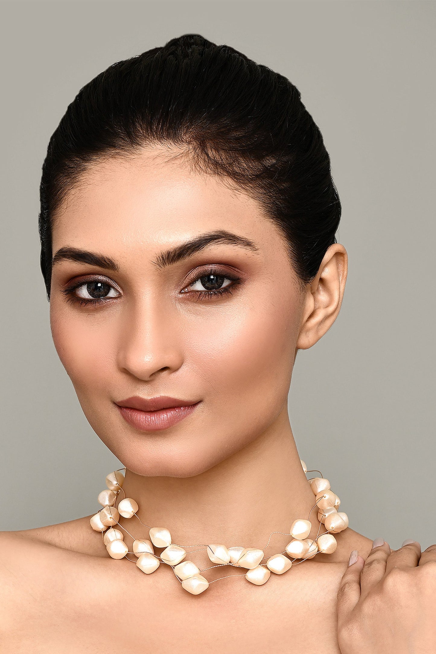 Pearl Zircon Embellished Layered Necklace 