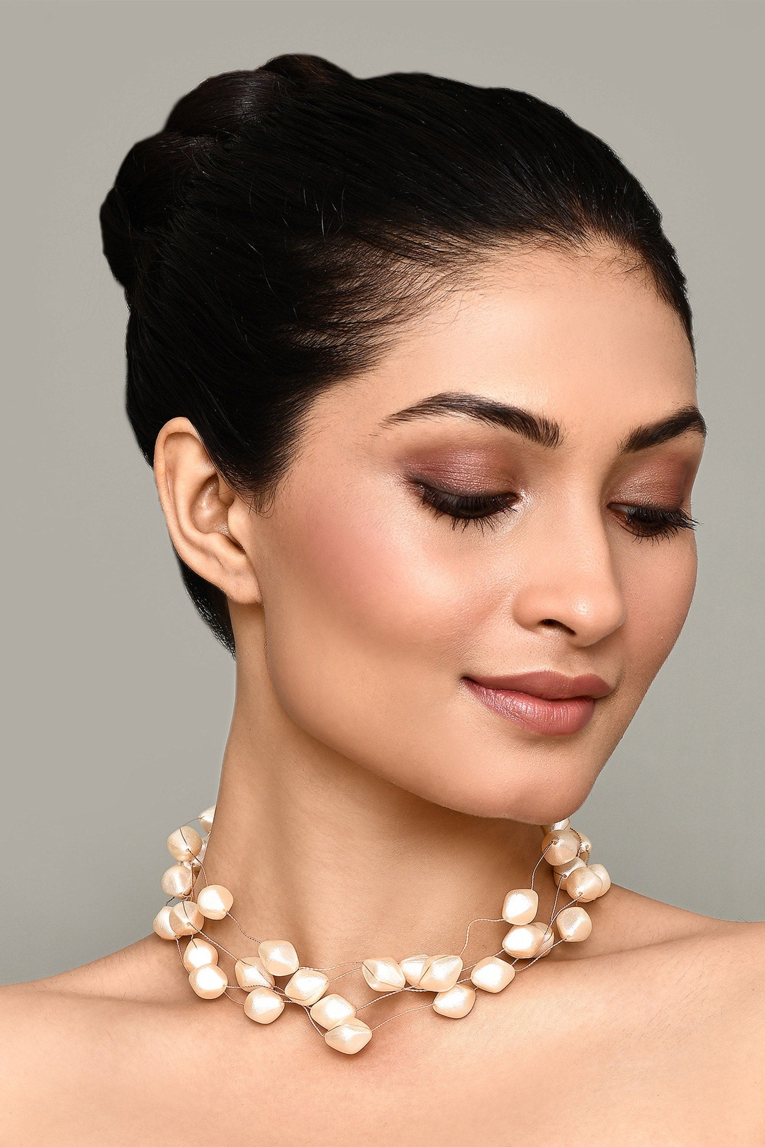 Pearl Zircon Embellished Layered Necklace 